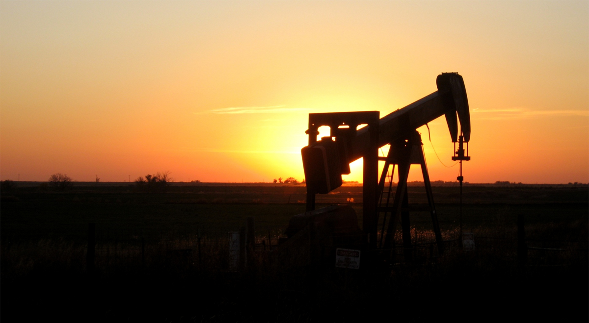 Oil pump at sunset