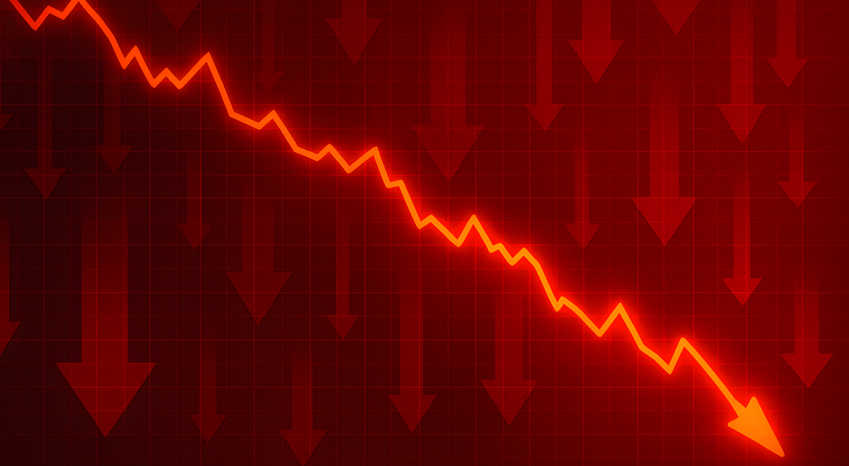 Chart with red arrow going down