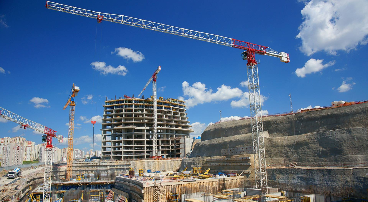 Cranes on construction site