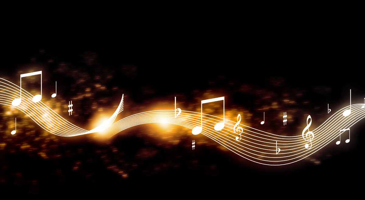 Music notes glowing