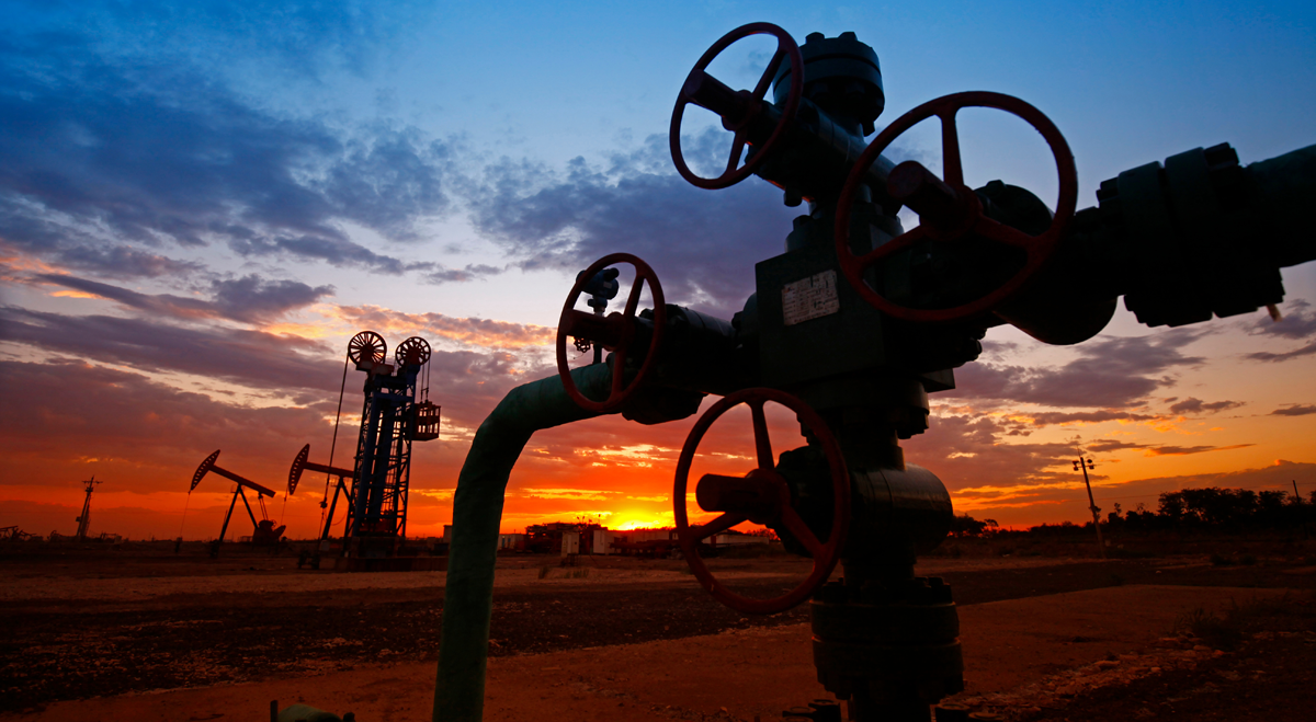 Oil pump at sunset