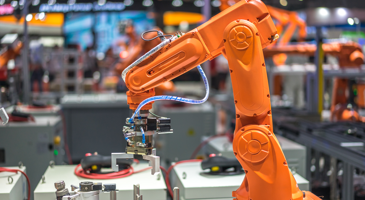 Robot arm in a factory