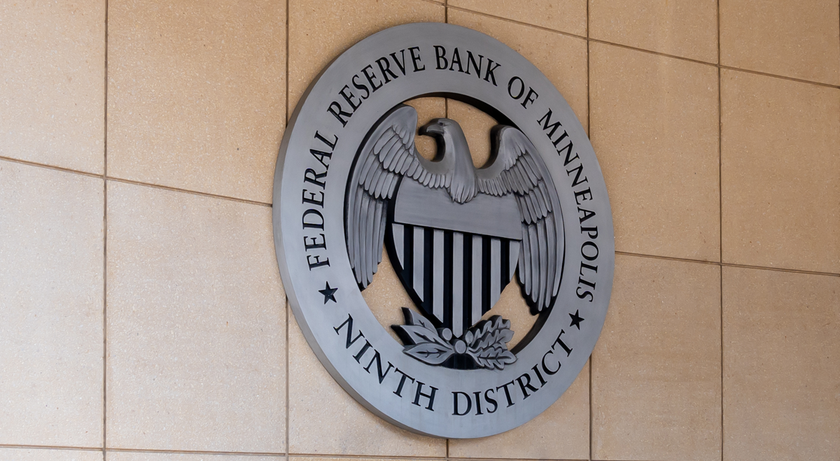 Federal Reserve seal on wall