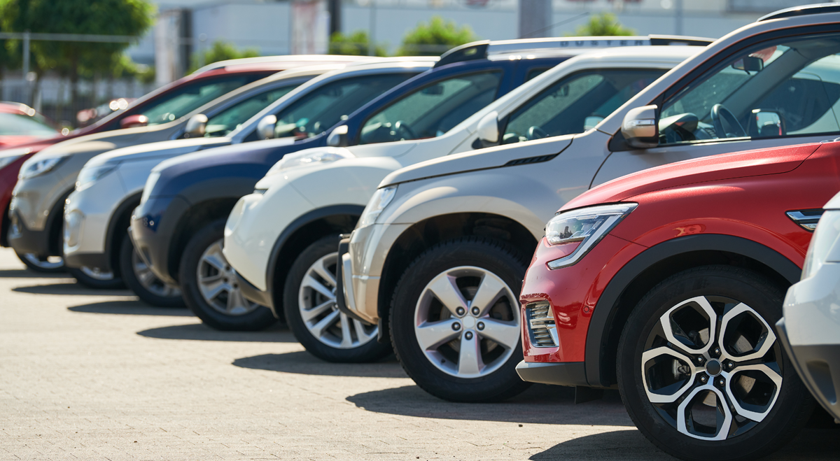 Cars parked in a row