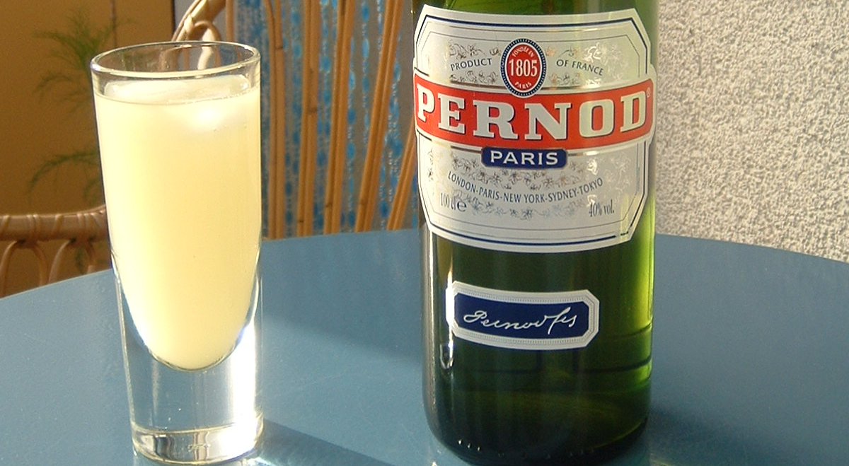 Pernod bottle and glass